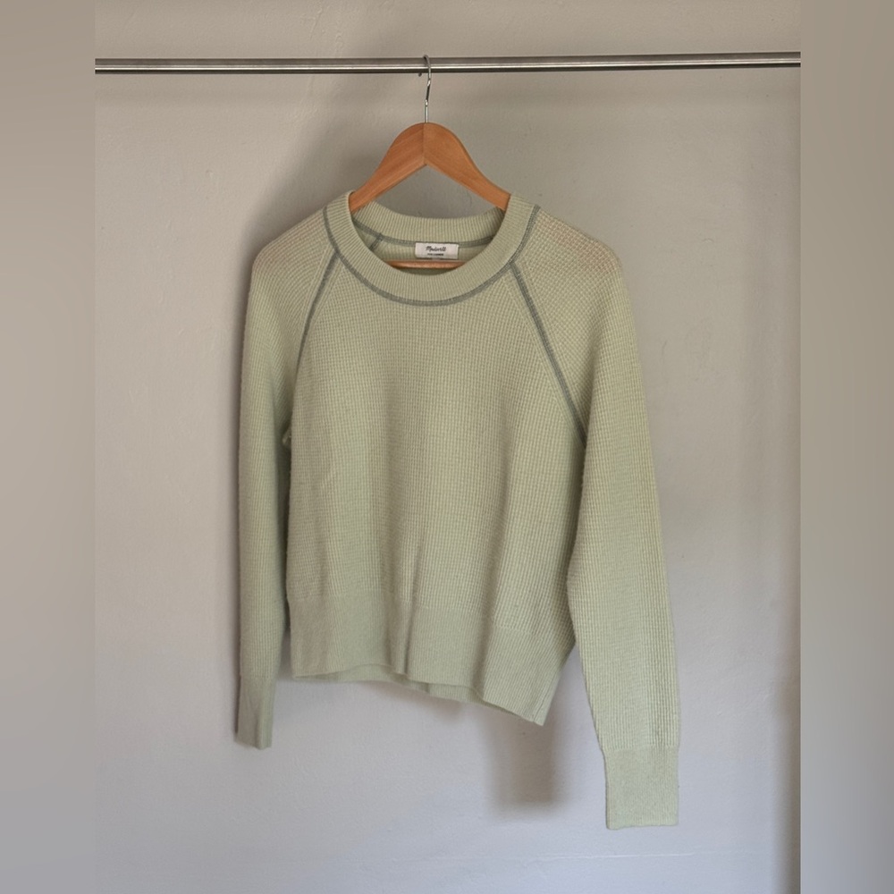 Madewell: Cashmere Shrunken Sweatshirt in Sunfaded Mint (Size Small)